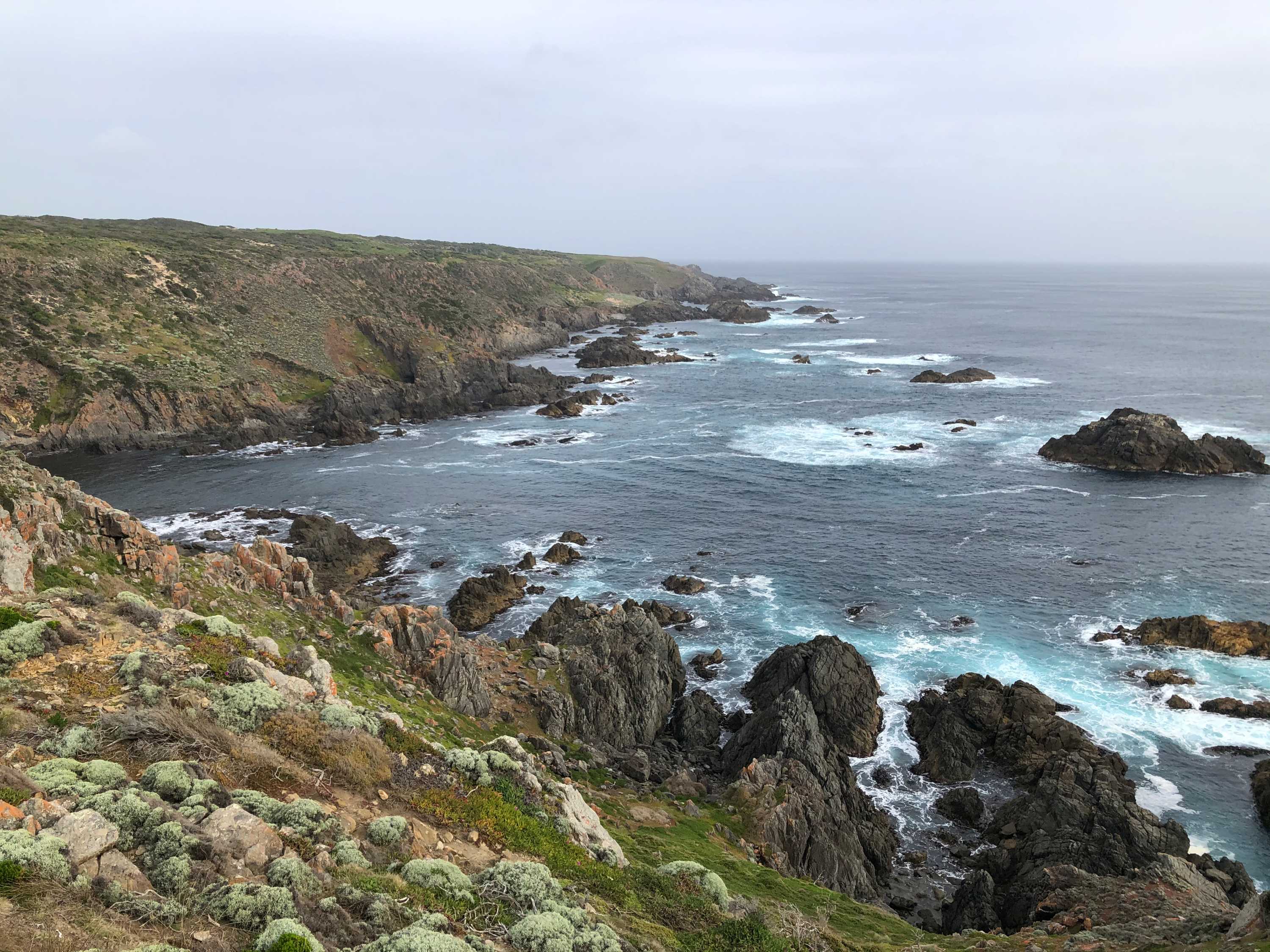 A rugged island coastline.