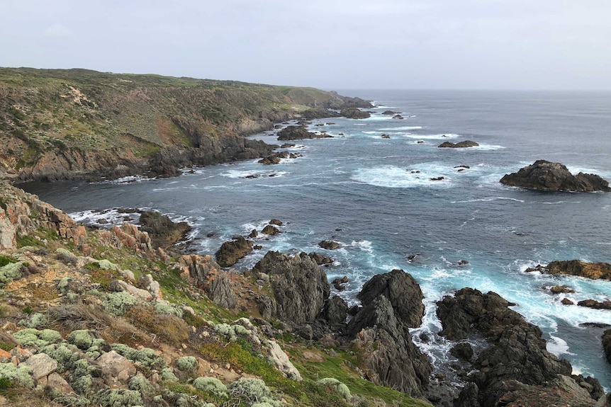 A rugged island coastline.