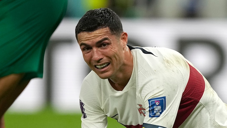 Cristiano Ronaldo upset on the field