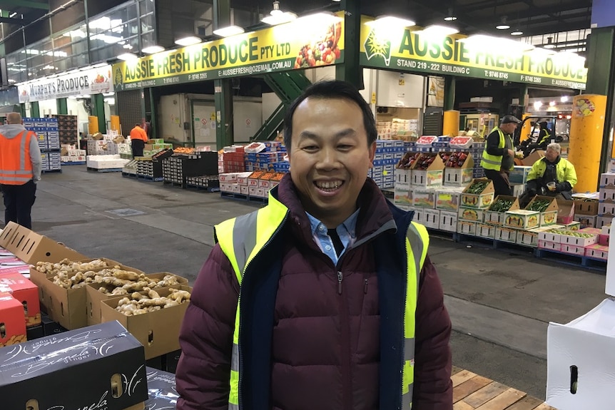 Toan at his stall in the Sydney Markets.