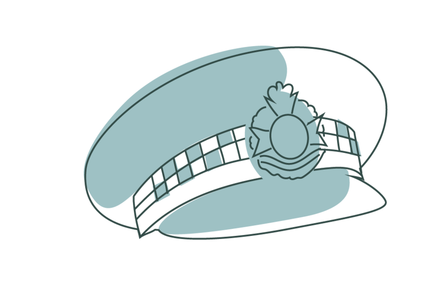 A digitally drawn graphic of a police cap.