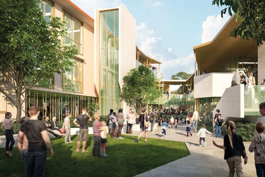 An artist's impression of the vertical school to be built at Fortitude Valley in 2020.