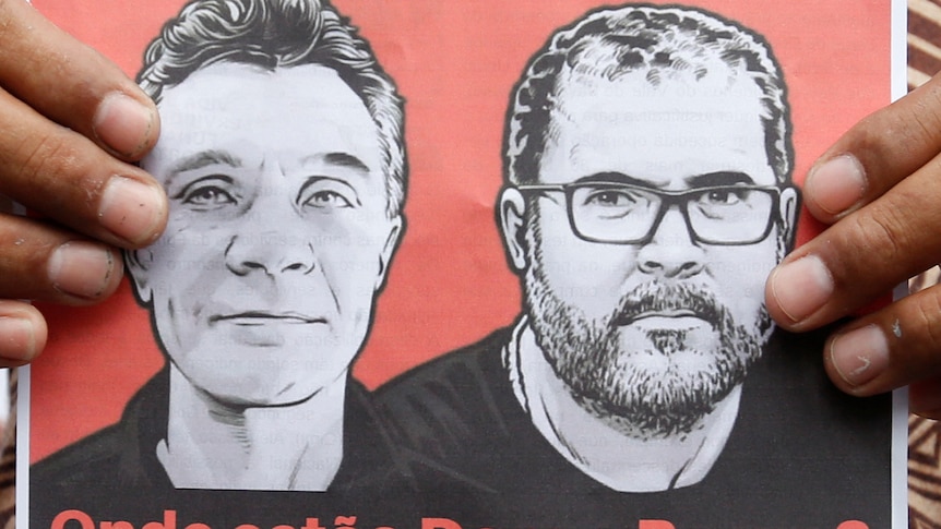 Illustrated image of two men on a banner.