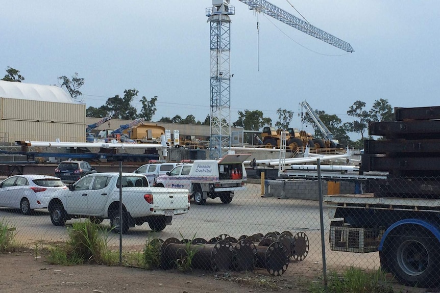 Police at scene of fatal industrial accident at Carole Park in Ipswich