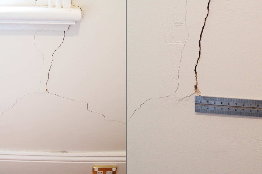 Cracks in the interior wall of a federation era house in Sydney's inner-west.