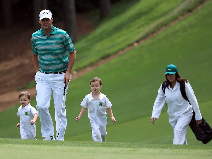 Marc Leishman with wife Audrey and sons Oliver and Harvey