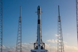 SpaceX's  Falcon 9 is waiting to take off during the day in Florida