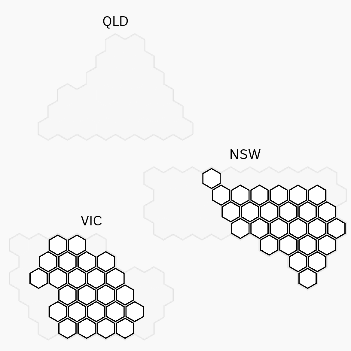 Most of the seats in Victoria are highlighted on the map