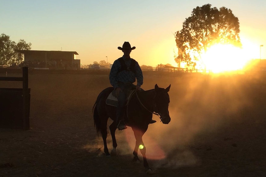 Mac Shann on his horse at campdraft