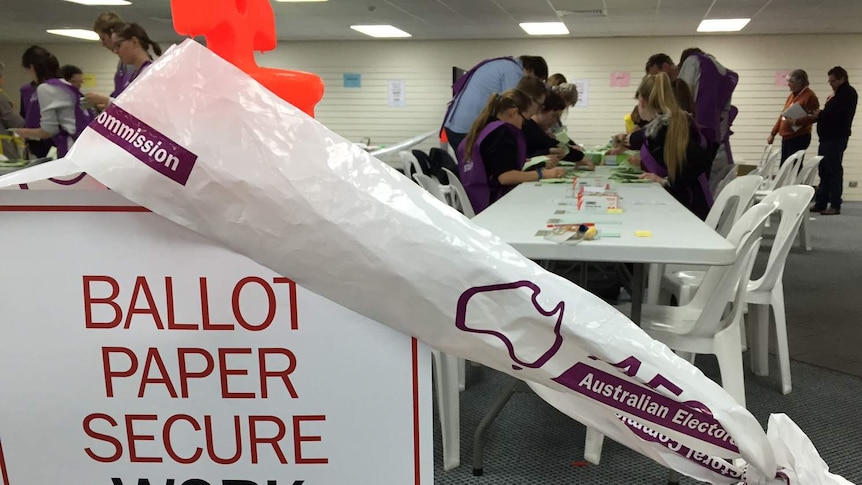 AEC workers count ballots for the 2016 federal election