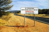 A sign for Pine Gap, the secret joint US-Australian defence facility.