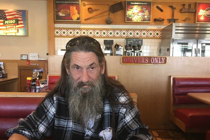 Robert Smith eats at the Iron Skillet at the Beaumont Petro truckstop.