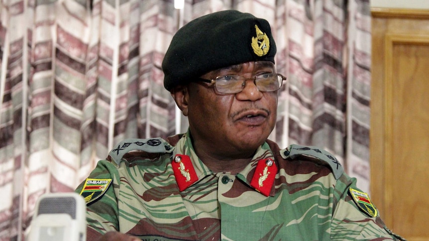 Zimbabwe's Army Commander Constantino Chiwenga talks to media on November 13.