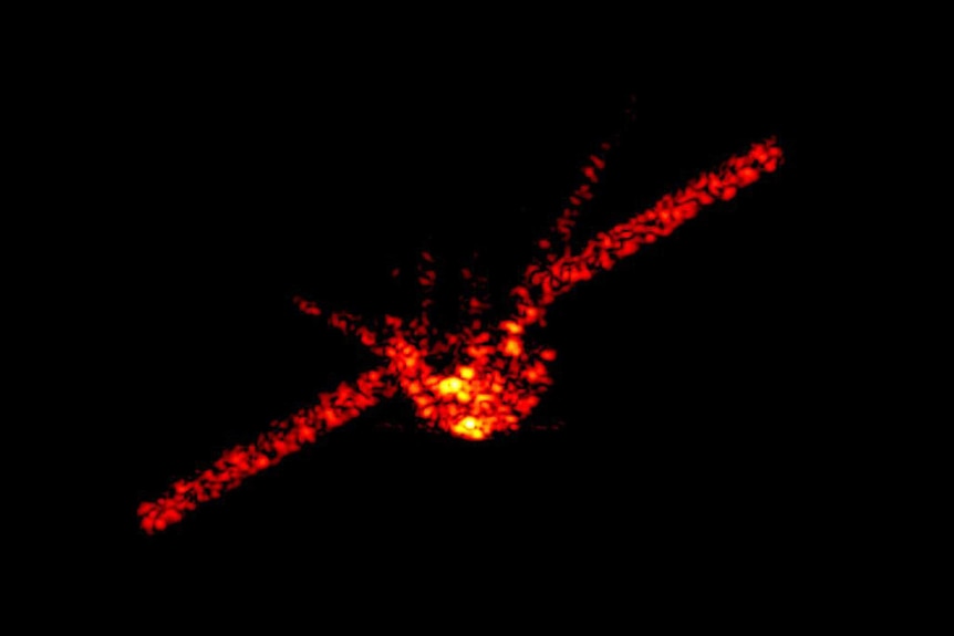 The shape of China's falling space station Tiangong-1 can be seen in this radar image.