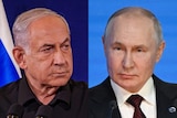 A composite image of Benjamin Netanyahu and Vladimir Putin.