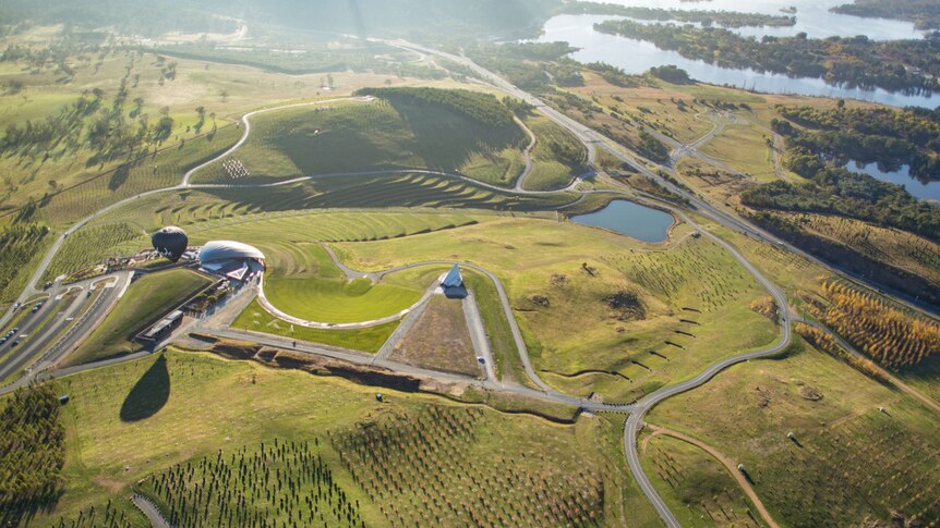 Aerial view of the National Arboretum in Canberra