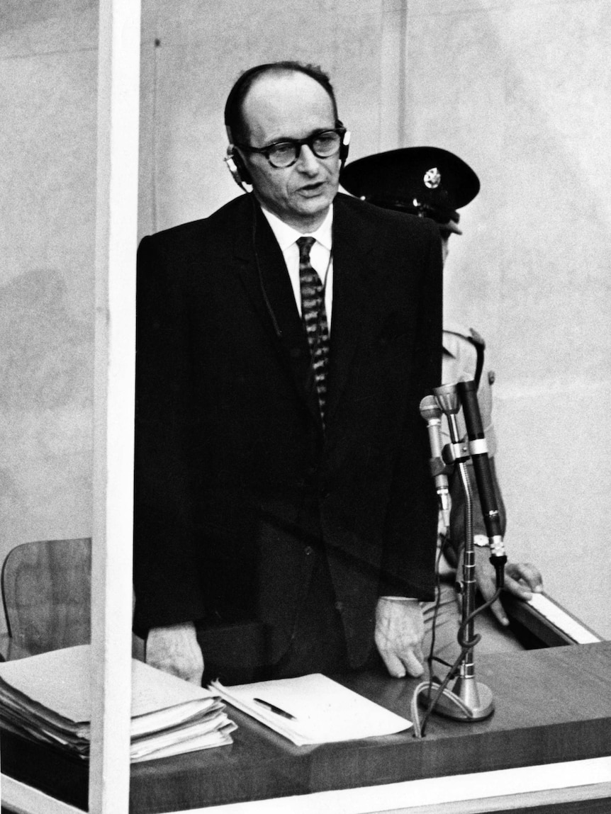 Adolf Eichmann testifies at trial in Jerusalem