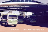 Ambulances queuing at Sir Charles Gairdner Hospital in Perth after Fiona Stanley Hospital diverts all patients