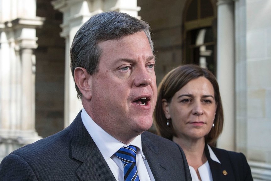 Queensland LNP's new leader Tim Nicholls and his deputy Deb Frecklington