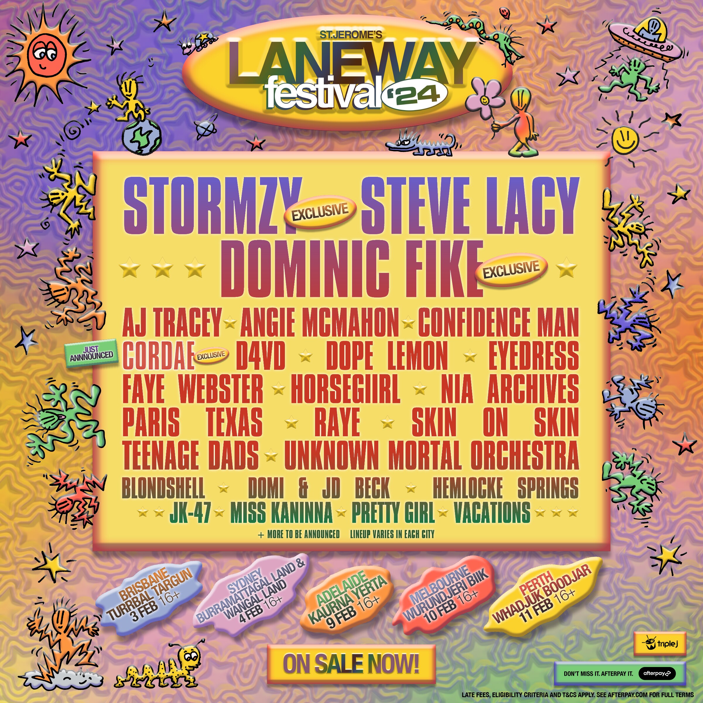 Updated Laneway Festival poster replacing Suki Waterhouse with Cordae