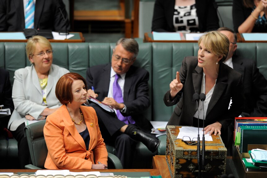 Prime Minister Julia Gillard and Health Minister Tanya Plibersek during Question Time in the House of Representatives