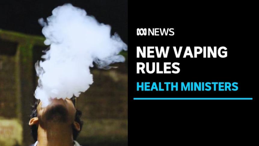 New Vaping Rules, Health Ministers: A man exhales a cloud of vapour into the air.