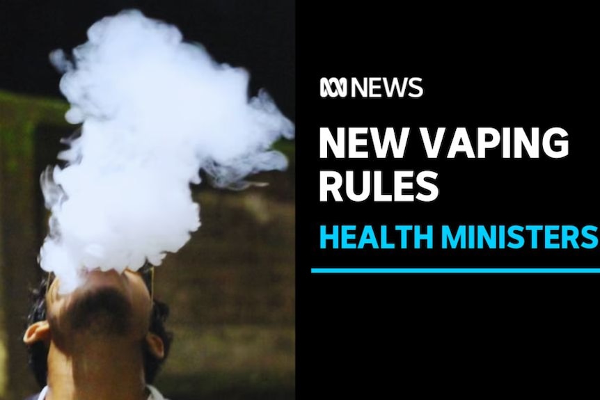 New Vaping Rules, Health Ministers: A man exhales a cloud of vapour into the air.