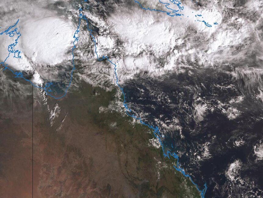A satellite image of Tropical Cyclone Penny which has formed in the eastern Gulf of Carpentaria.