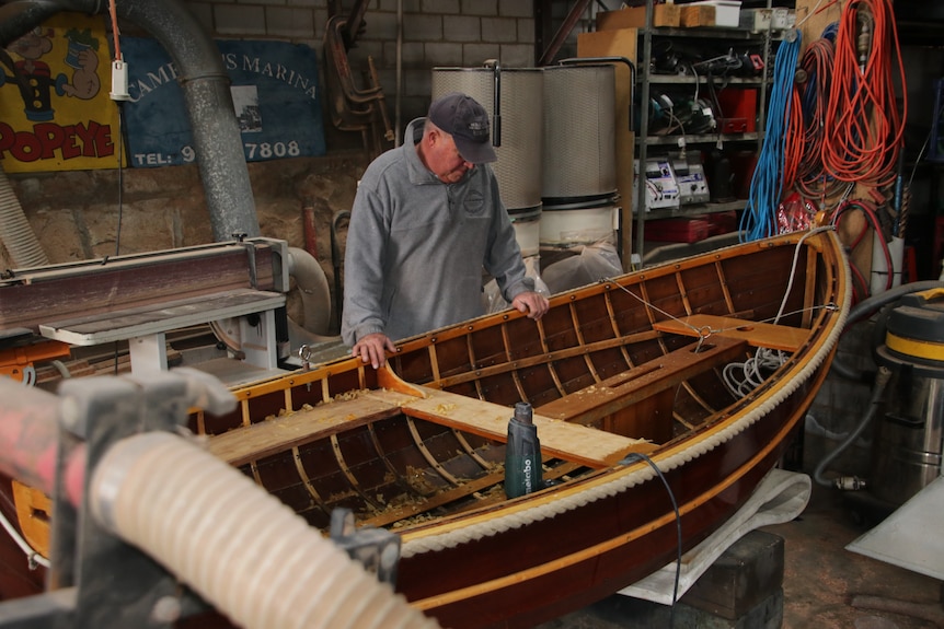 Boatbuilder in his workshop and shots of his tools