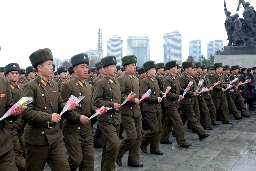 North Korean military celebrate Kim Jong-Il's birthday