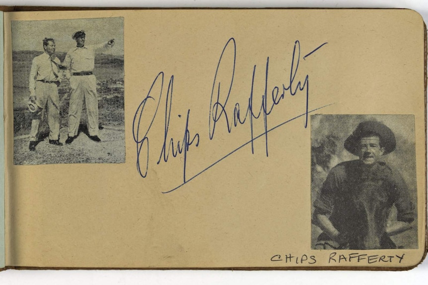 Chips Rafferty's signature in Lesley Cansdell's autograph book.