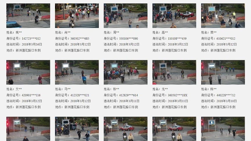 The Shenzhen traffic police website publishes the photos and identification details of offenders.