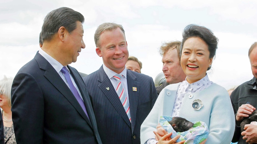 Premier Will Hodgman with President Xi and Madame Peng
