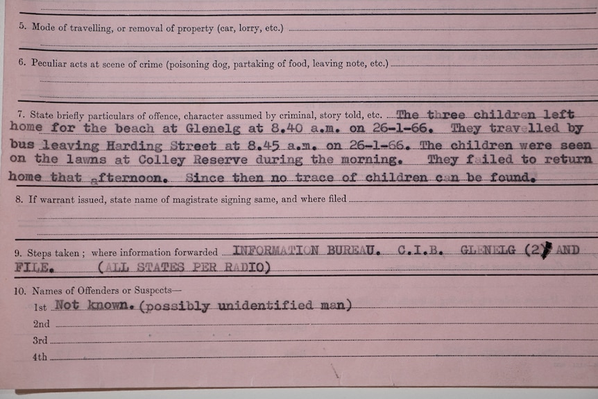The case notes filed on the disappearance of the Beaumont children.