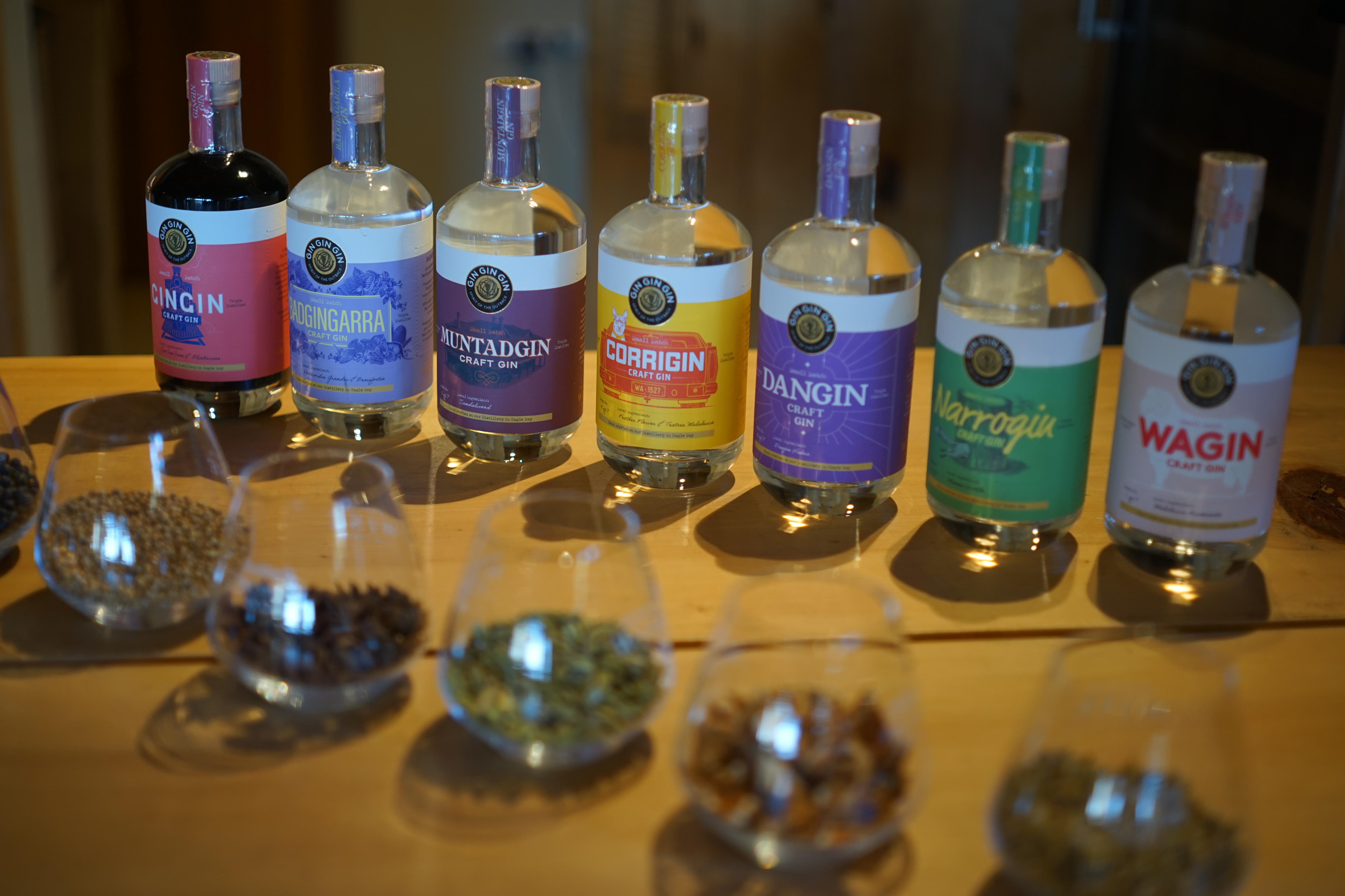 Bottles of gin