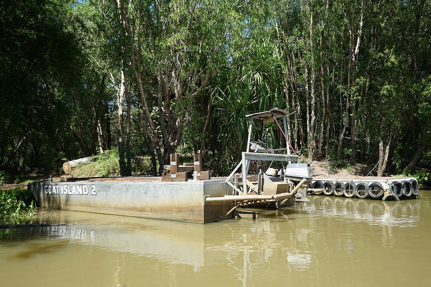 A rickety wharf is the entrance to Goat Island.