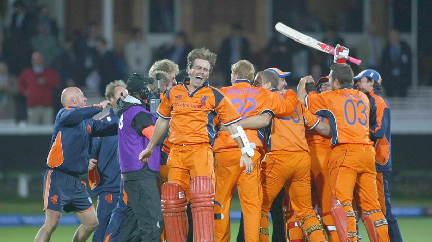 The Dutch won with overthrows from Stuart Broad's miscue on the final ball of the match.