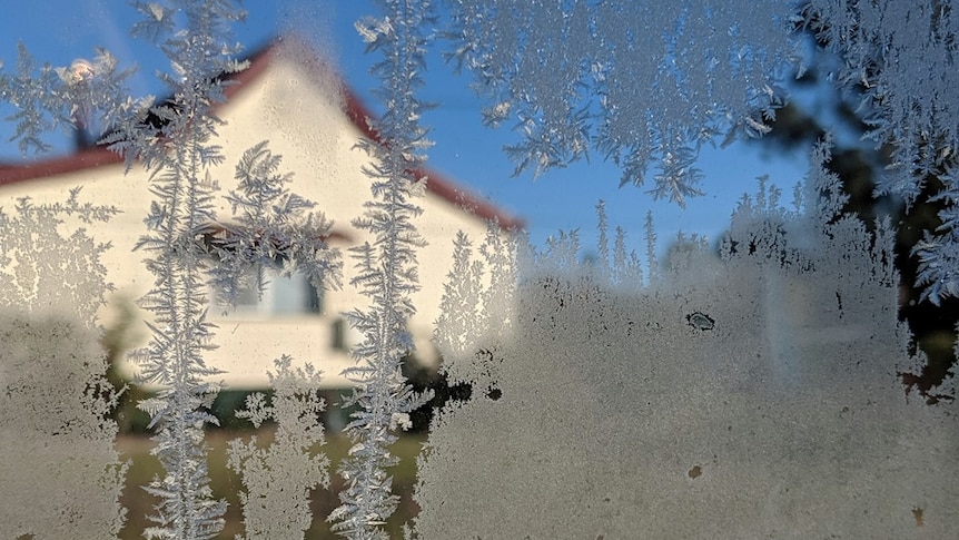 Frost on the window of a house in Killarney.