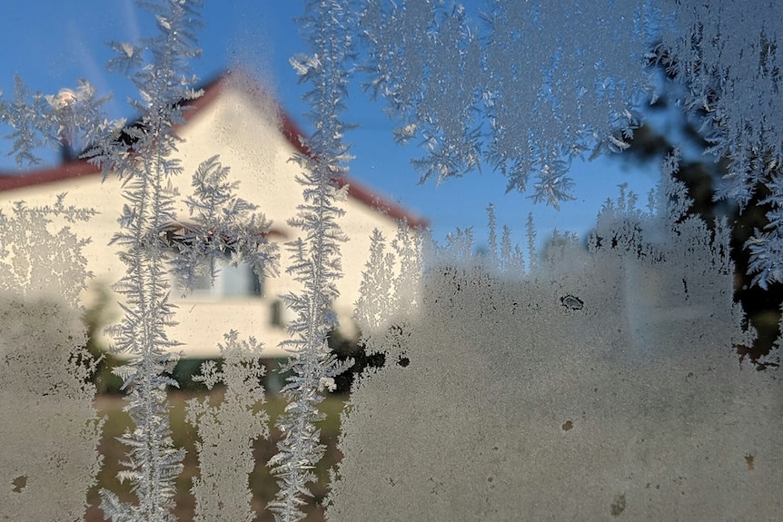 Frost on the window of a house in Killarney.