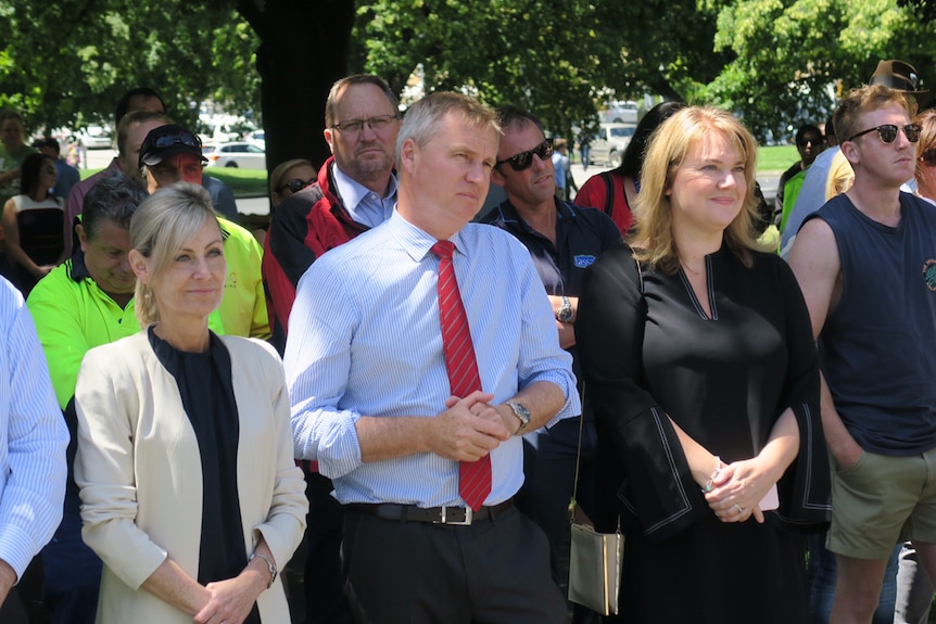 Tasmanian politicians at a salmon rally