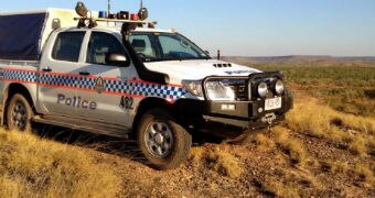 An NT Police paddy wagon in the outback.