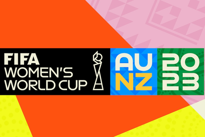 Official brand for the 2023 Women's World Cup, showing the logo, colour scheme, and Indigenous motifs..