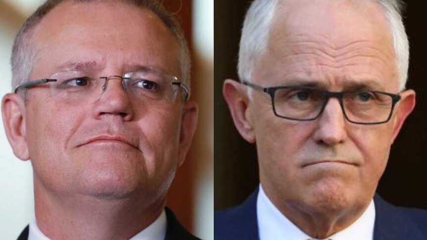 A composite image of Prime Minister Scott Morrison and former prime minister Malcolm Turnbull.