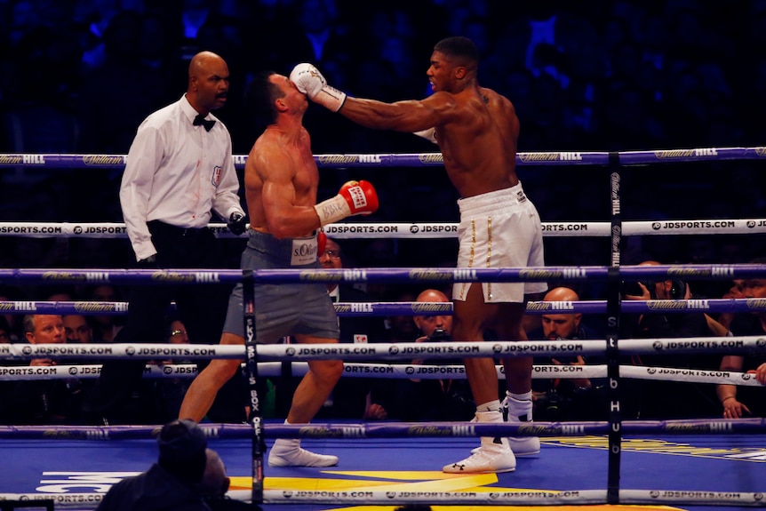 Anthony Joshua lands an upper-cut on Wladimir Klitschko