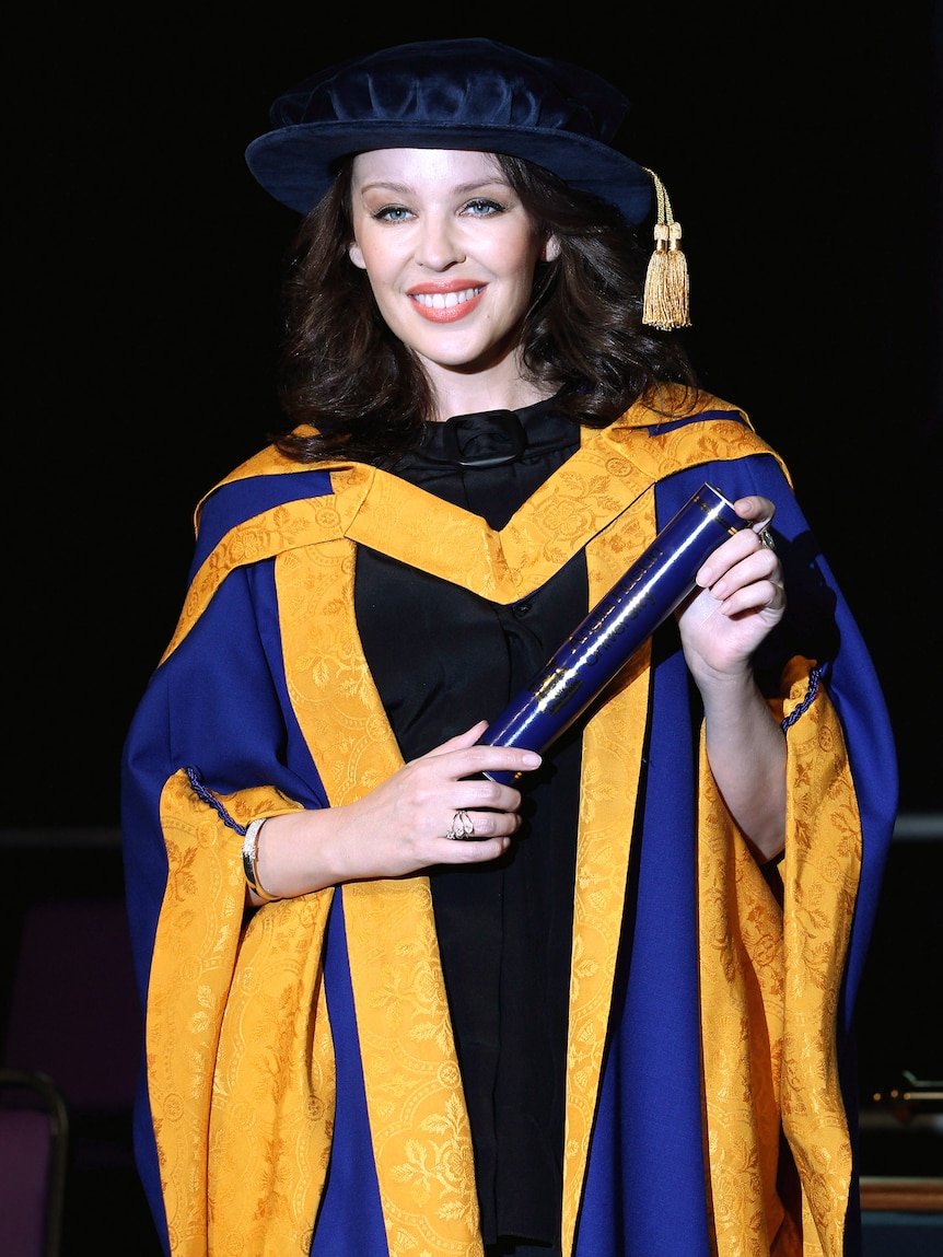 Really gorgeous honour: Kylie Minogue receives her honorary degree.