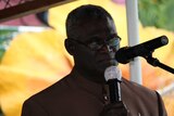 Solomon Islands PM Manasseh Sogavare delivers government policy speech