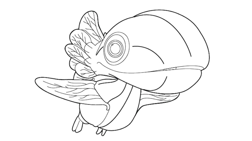 Line drawing of Baby Bok from Ginger and the Vegesaurs