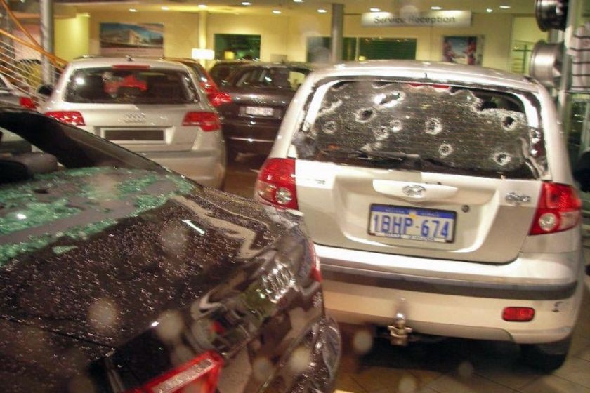 Hail damaged cars, Perth