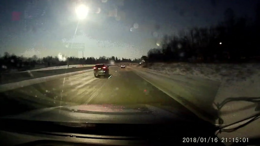 Motorist's dash-cam captures fireball over Detroit
