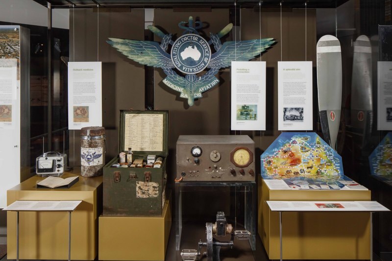 Royal Flying Doctor Service display in the Landmarks gallery at the National Museum of Australia
